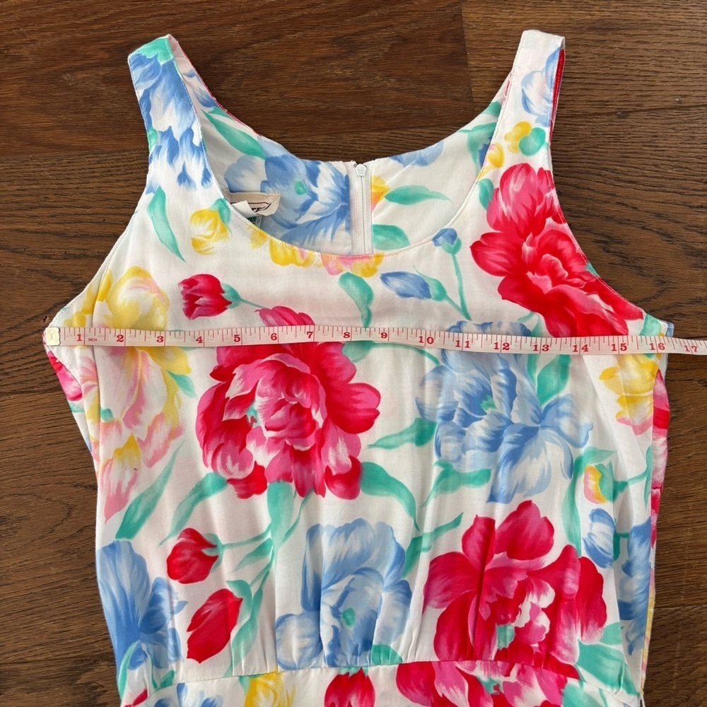 Vintage Floral Tie Waist Scoop Neck Midi Sundress - Picture 12 of 16